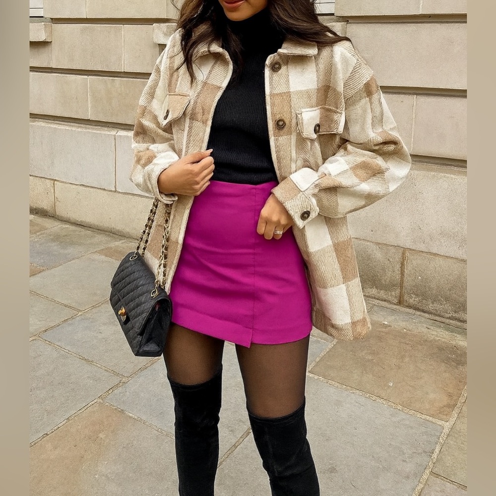 Zara Magenta Mini Skort NWT Bloggers Favorite